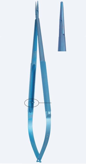 Голкотримачі Delicate Titanium мікро, прямі, щелепа 2,0 х 14 мм, 3/0 ˃, з діамант напил, з мульти замком, 205 мм. Бренд - Asanus Medizintechnik Gmb, Німеччина